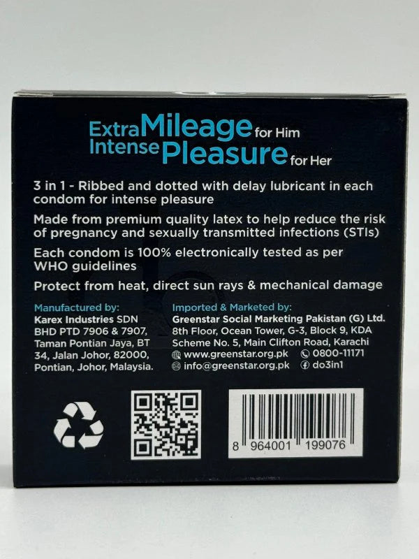 DO 3 in 1 Condoms Pack - 6 x 3 Ribbed Dotted Delay Condoms