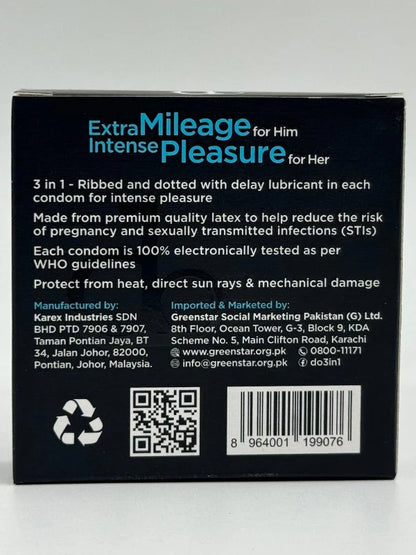 DO 3 in 1 Condoms Pack - 6 x 3 Ribbed Dotted Delay Condoms